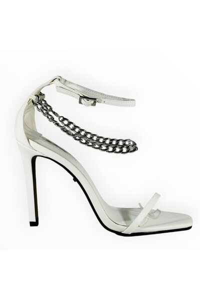 TopShop Sandale cu Toc Barely There Piele Ecologica Alba Marimea 39 EU