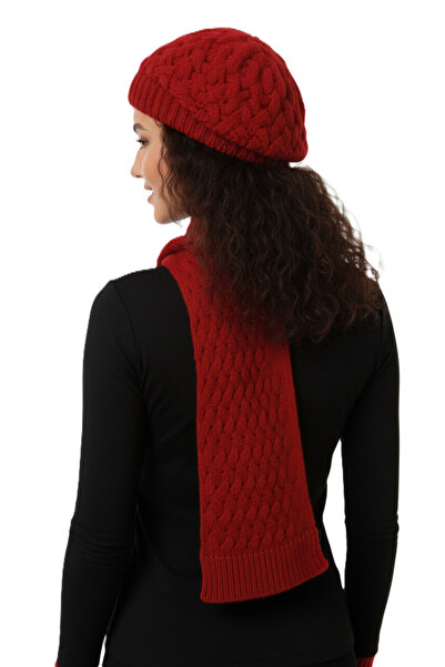 derikem Women's Winter Knitted Beanie, Scarf and Gloves Set