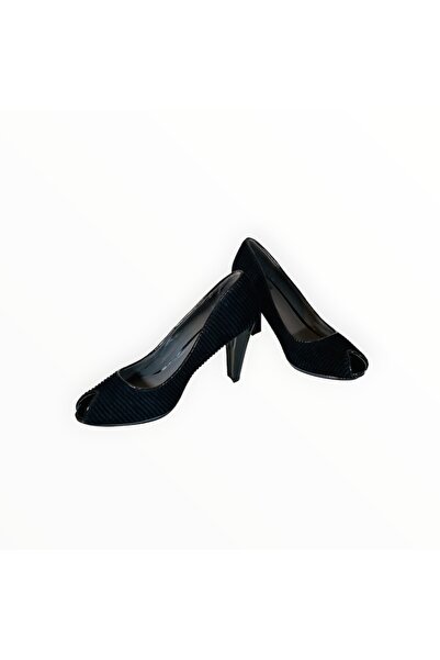 Calvin Klein Elegant High-Heel Shoes Suede Navy Blue Size 38.5 EU