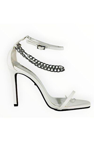 TopShop Sandale cu Toc Barely There Piele Ecologica Alba Marimea 39 EU