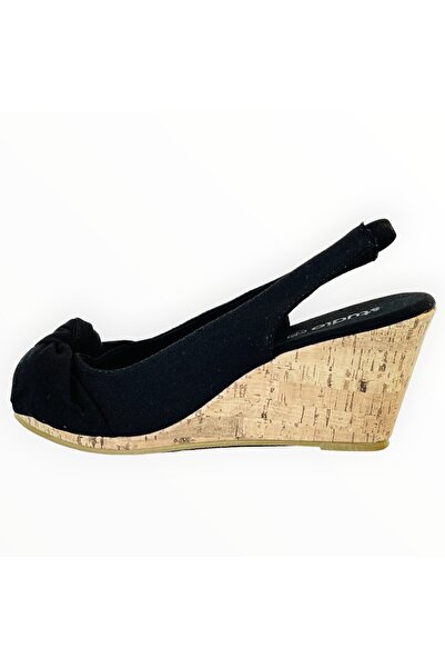 Studio Women's Wedge Sole Sandals Denim Black Slingback Size 37 EU