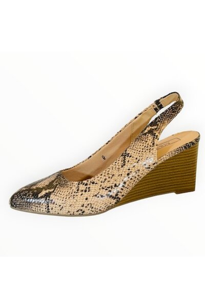 Marks & Spencer Women's Wedges Slingback M&S Collection Vegan Leather Reptile Print Size 39 EU