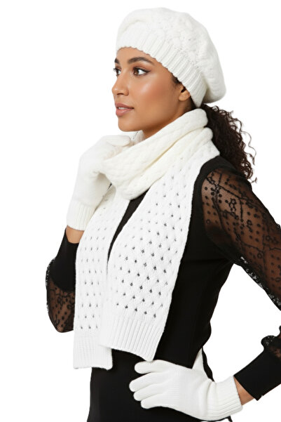 derikem Women's Winter Knitted Beanie, Scarf and Gloves Set
