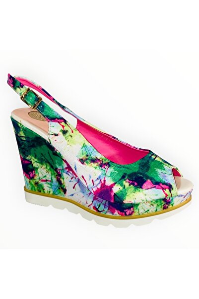 Axel Sandale Dama cu Talpa Wedge Canvas Multicolor, Marimea 39 EU