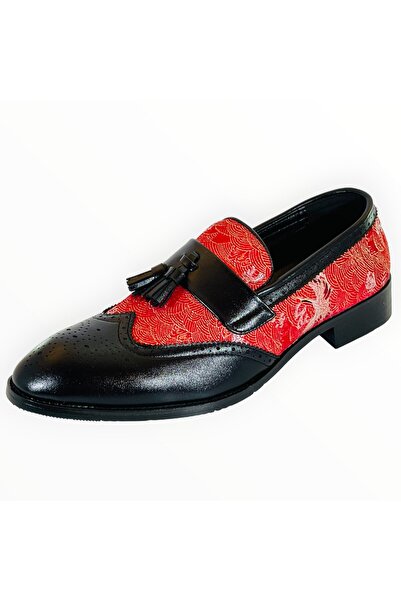 OEM Elegant Men's Brogue Loafer Shoes, Black Leather, Size 42 EU