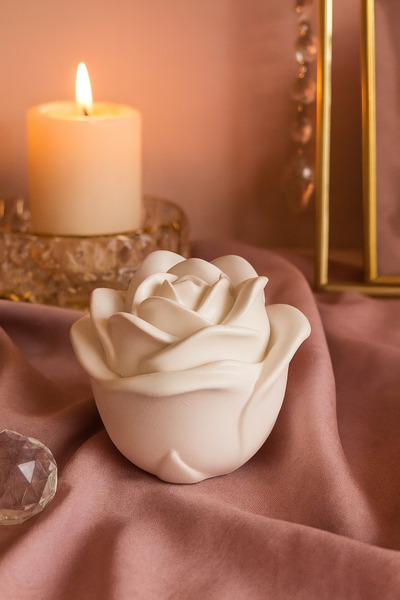 AKANART صندوق مجوهرات على شكل وردة للديكور، قطعة من الخرسانة