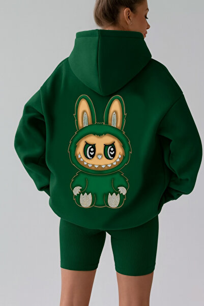 CLASSY.MODA Hanorac cu glugă pentru femei – Imprimat cu desene animate pe spa...