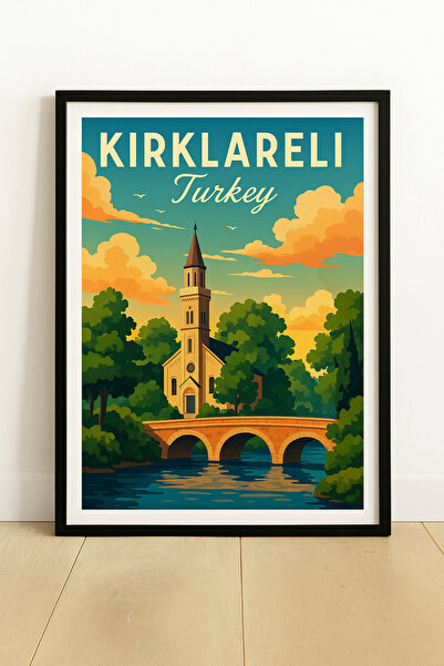 KAYABEY HOME Modern Design Turkey City Map Poster – Wooden Framed