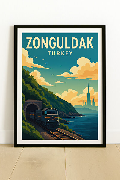 KAYABEY HOME Modern Design Turkey City Map Poster – Wooden Framed