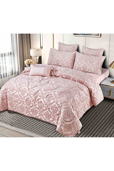 FIONNA.RO Set LUXURY Jacquard 7 Piese - Roz