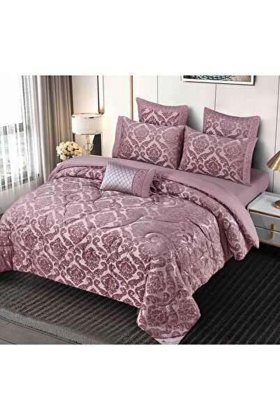 FIONNA.RO Set LUXURY Jacquard 7 Piese - Roz Minereaux