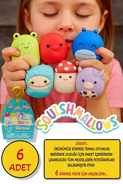 TOYFEST Squishmallows Squooshems – 6 Adet - 6.5 CM VIP Sürpriz Yumuşacık Kole...