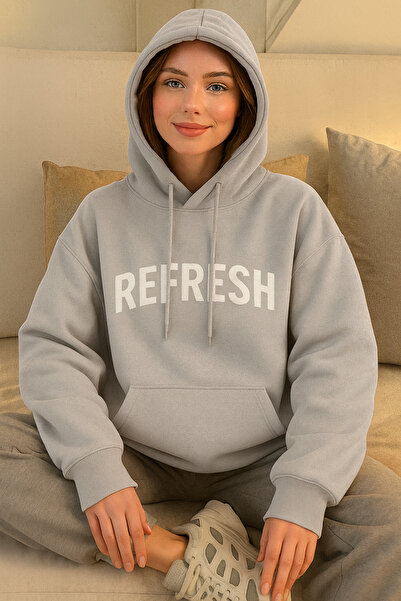 CLASSY.MODA Жіночий тринитковий худі з капюшоном REFRESH з принтом, зручний о...