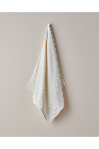 English Home Border Check Cotton Bath Towel 70X140 cm Ivory