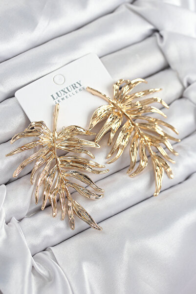 Skygo Brass Leaf Model Gold Color Women's Earrings - Tj-Bkp11212