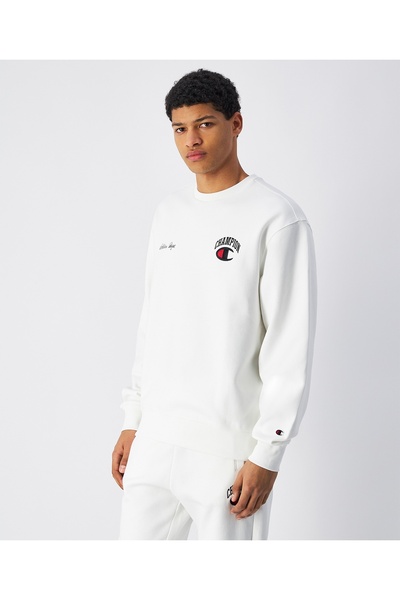 Champion Street Varsity Crewneck Sweatshirt Beyaz Erkek Sweatshirt - 221269-W...