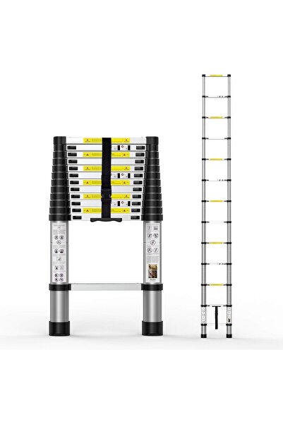 Genel Markalar TENTECH 3,2 mt Paslanmaz Teleskopik Merdiven 11 Basamaklı