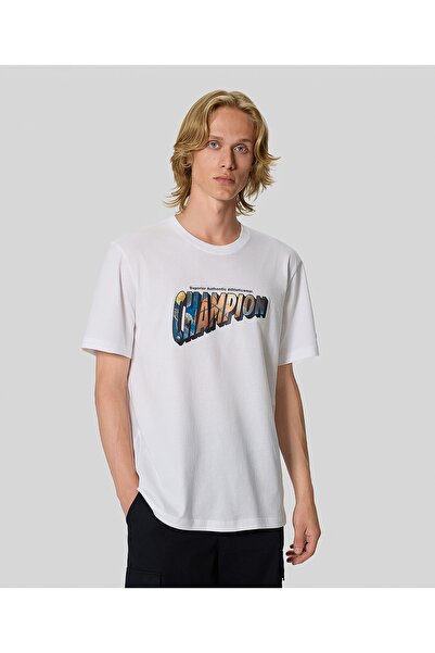 Champion تي شيرت رجالي أبيض من C-Table SS - 221835-WW007