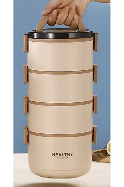 Cin 2800ml, Paslanmaz Çelik, Dört Kat, Isıtılabilir, Yemek Saklama Kabı, Sefertası, Yeşil, cin608ys