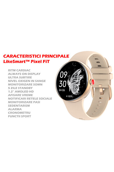 İSP Ceas SmartWatch LikeSmart Pixel FiT, 1.2", AlwaysOnDisplay, UltraSlim, Oximetru SpO2, Notificari