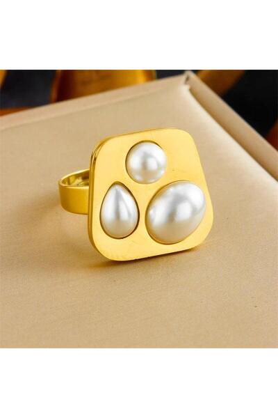 Pursehuit Inel culoare aurie, reglabil, din oțel inoxidabil, suflat cu aur de...