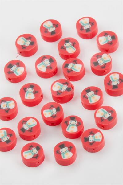 nolva Χάντρες Χιονάνθρωπος Πρωτοχρονιάτικες Χάντρες Fimo 100 Τεμάχια