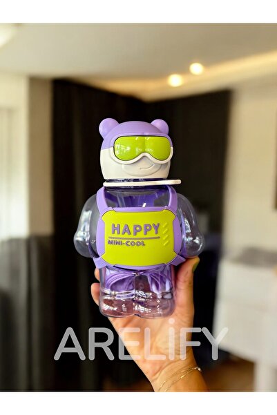 Arelify Happy Cool Desenli Çocuk Suluk Matara Kız/ Erkek BPA FREE 3D Desenli