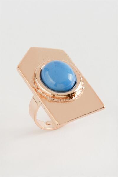 ZERO LAND Flz-Shop Triangle Turquoise Stone Ring-Rose