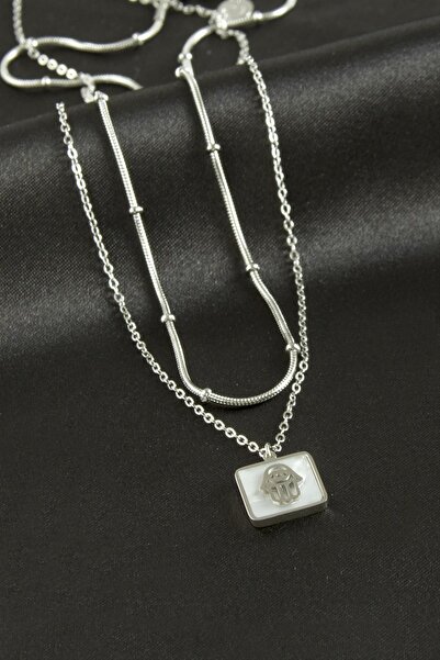 feryal قلادة Ftm Ana Eli الفاخرة المصنوعة من الفولاذ المزدوج