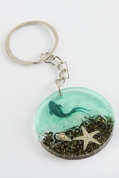 OSENSE سلسلة مفاتيح إيبوكسي بتأثير البحر على شكل سمكة