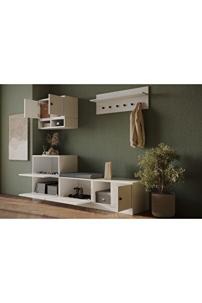 Nettrends Modern Antre Portmanto, Çok Amaçlı Ayakkabılık ve Hol Dolabı