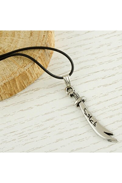 Marsilyan Zülfikar Metal Vinlex Leather Necklace Ilkel-Bjt940