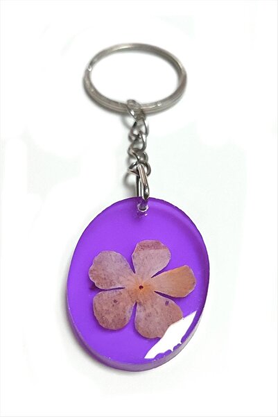 Generic Brand Snowball Flower Oval Epoxy Keychain