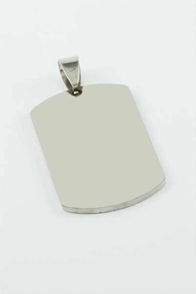 ZERO LAND قلادة فلز-شوب من الفولاذ قابلة للكتابة عليها مقاس 2×3.5 سم - لون فضي