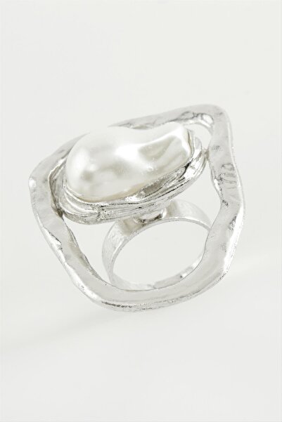 Marsilyan خاتم معدني لؤلؤي بيضاوي