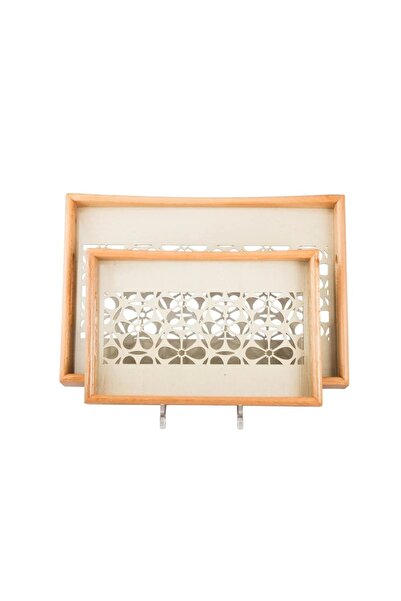ORIAN 2-piece wooden tray set with decorative floor and clear acrylic insulating layer