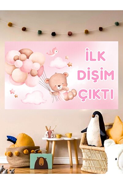 Genel Markalar Dişim Çıktı İlk Dişim Temalı Özel Kız Bebek Afişi Arka Fonu 60...