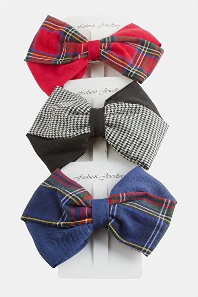 makay Plaid Patterned Bow Automatic Buckle 12 cm