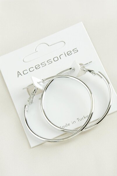 ZERO LAND Hn-Shop Pipe Hoop Earrings 4 Cm-Silver Color