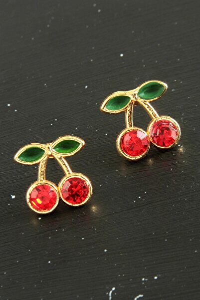 Okyanuss Accessories أقراط صغيرة من حجر الكرز