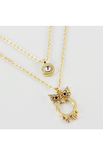 Ayena Moda New Season Double Necklace with Owl Figure