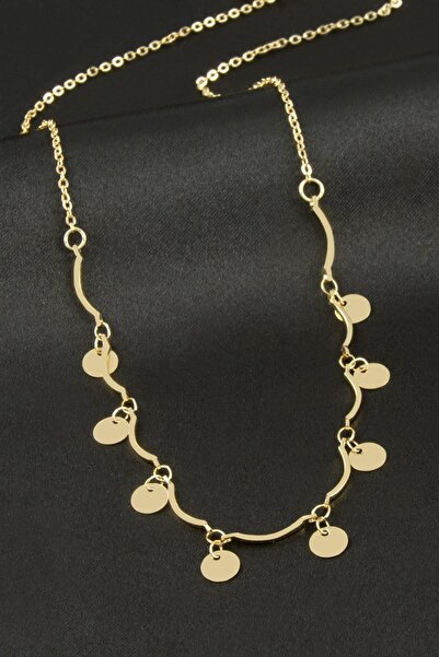 Genel Markalar MSA-SHOP Yuvarlak Pullu Şans Kolye-Sarı