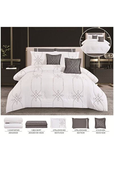 smart home Double Comforter - 8-piece embroidered Premium bedspread set made of 100% microfiber, 260x240cm