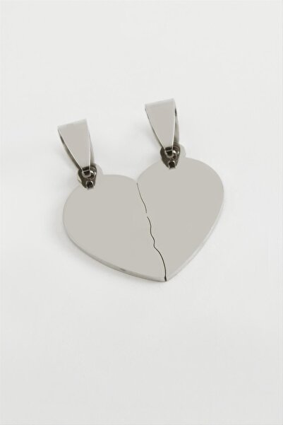 Marsilyan Heart Name Engravable Double Steel Pendant 2.5 cm Ilkel-Bjt940