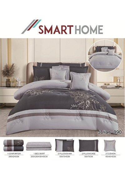 smart home Double Comforter - 8-piece embroidered Premium bedspread set made of 100% microfiber, 260x240cm