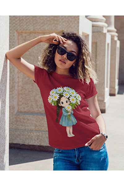 MVRDAR Tricou unisex 100% bumbac Flower Power pentru femei si fete