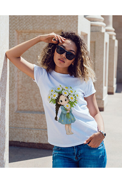 MVRDAR Tricou unisex 100% bumbac Flower Power pentru femei si fete