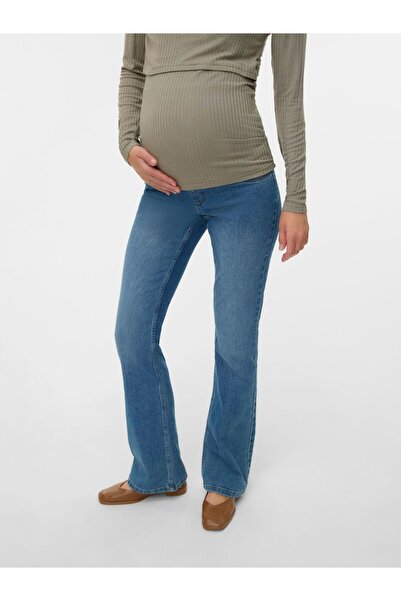 Mama Licious Umstandsjeans mit Schlag Ausgestellt Niedrige Taille Jeans