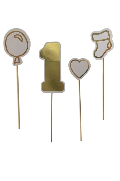 partince 1 Year Old Cake Decoration Toothpick 4 Pieces