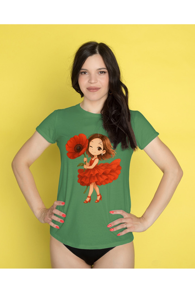 MVRDAR Tricou unisex 100% bumbac Flower Power pentru femei si fete